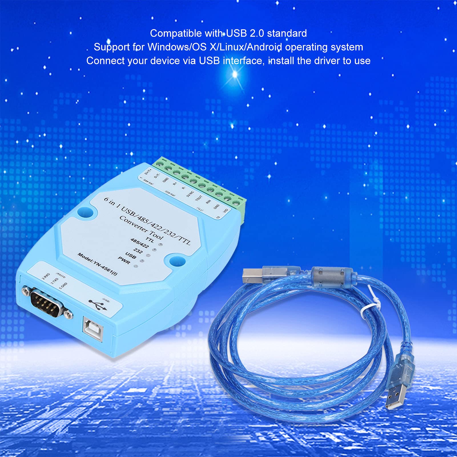 Garosa Isolamento Strumento di Debug 6‑in‑1, USB, RS‑232, Convertitore TTL, Isolamento 1 KV, Alimentazione Esterna per, OS X, Materiale ABS