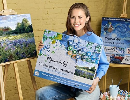 Vista 557 de Figured'Art - Juego de pintura por números, lienzo enrollado sin marco, para manualidades, para adultos, 16 x 20 pulgadas, jarrón de peonías