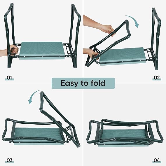 ZENY Folding Garden Kneeler Seat Gardening Workseats Portable Garden Bench Stool with Thicken Foam Kneeling Pad and Tools Pouch