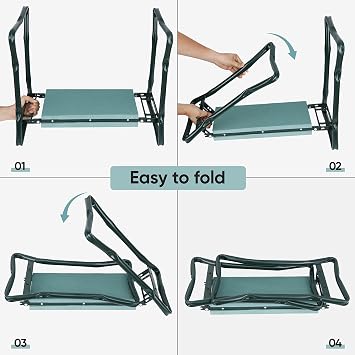 ZENY Folding Garden Kneeler Seat Gardening Workseats Portable Garden Bench Stool with Thicken Foam Kneeling Pad and Tools Pouch