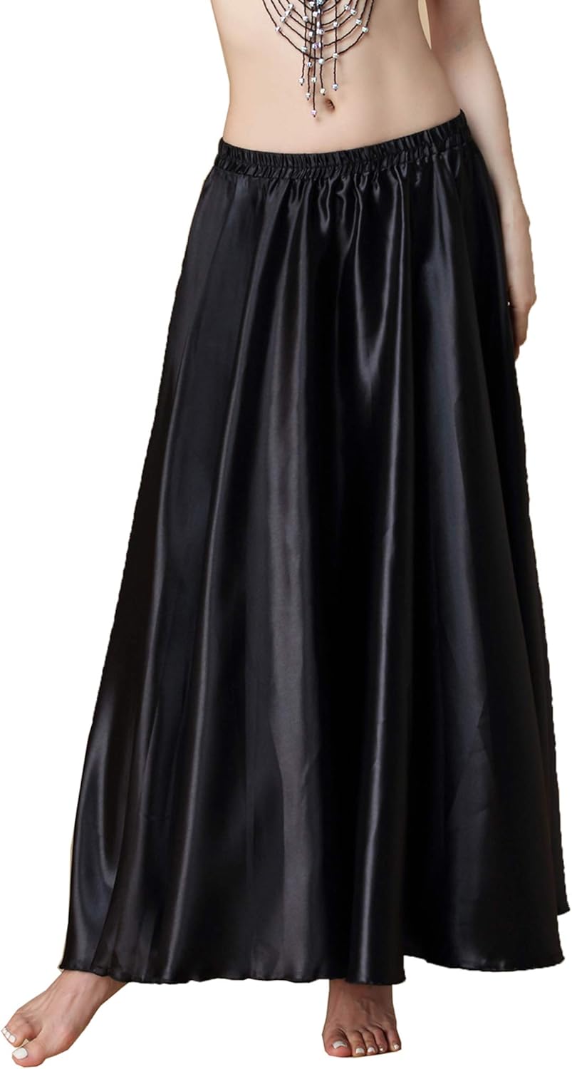 MUNAFIE Belly Dance Skirt Satin Split Side Long Skirts for Women - Image 5