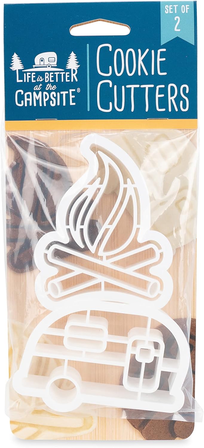 White Plastic Campfire and RV Cookie Cutters Set