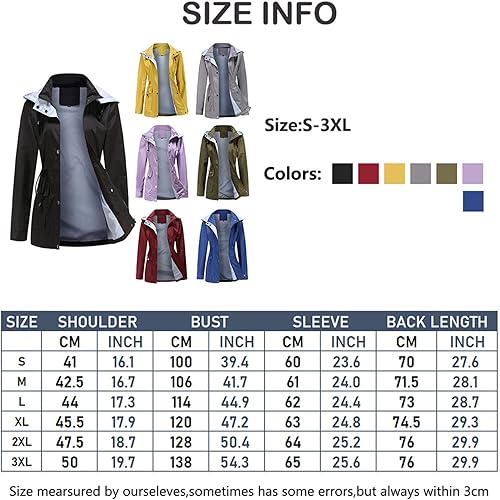Miniatura 7 de MODFUL Chubasquero impermeable para mujer, chaqueta impermeable con capucha ligera