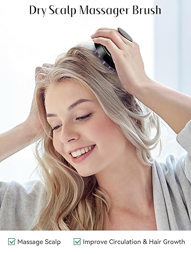 Miniatura 5 de HEETA Masajeador de cuero cabelludo para el crecimiento del cabello, paquete de 2 unidades, cepillo de champú de silicona suave para exfoliación,