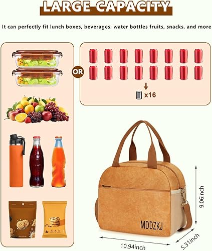 Miniatura 2 de Tyvek - Lonchera para mujereshombres, material aislante de 5 capas con 3 bolsillos, correa de hombro ajustable, gran capacidad, reutilizable, a