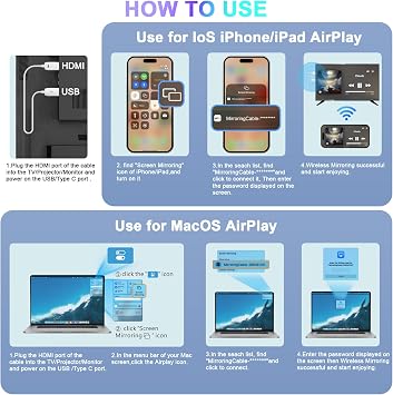 2026 Wireless HDMI Adapter for Screen Mirroring, Plug & Play