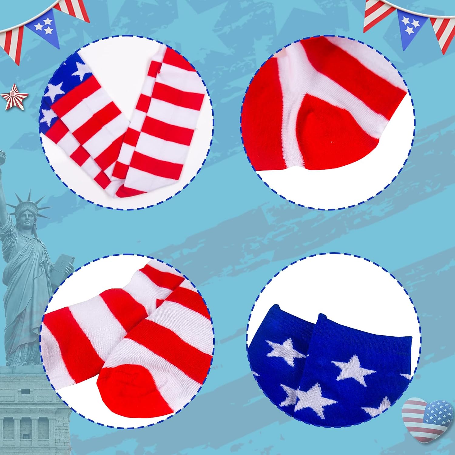 Evankin 4th of July Thigh High Socks Funny American Flag Novelty Knee High Stockings for Women Independence Memorial Day Gifts