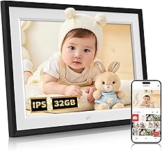 FPD Digital Photo Frame, 10.1 Inch IPS Touch Screen, Wi-Fi Remote Transmission, Easy Operation with Frameo App, Up to 64 GB, MicroSD Card Expansion, Simple Paper Guide and Video Manual Included