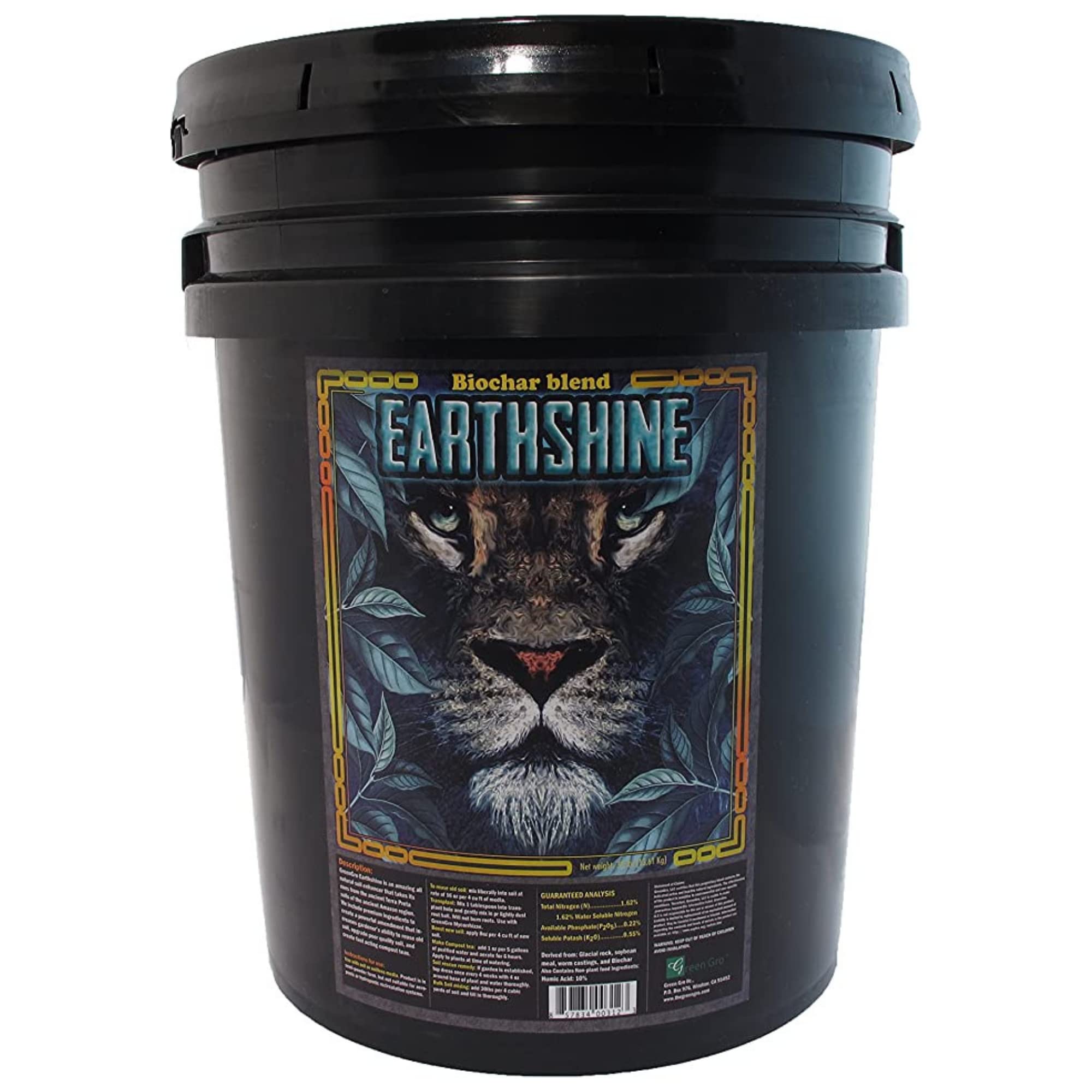 GreenGro Earthshine - Biochar & Humic Acid Blend/Activated Charcoal/Sequesters Carbon/Organic Soil Booster, Top Soil, Plant Food/Compost Tea/Derived from Worm Castings / 30 lb.