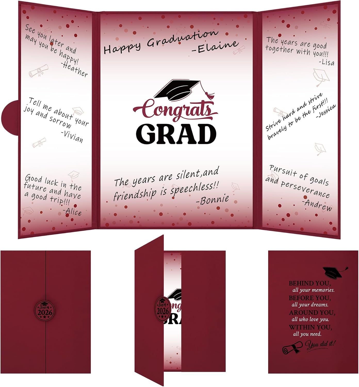 Vlipoeasn Maroon 2026 Graduation Guest Book Alternative, Class of 2026 Graduation Party Decorations, Burgundy Graduation Signature Book for College High School, Unique Graduation Gifts for Friends