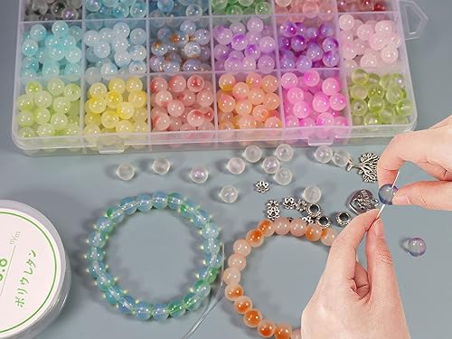 Miniatura 5 de ZHFMLY ZH119 - Juego de 1000 cuentas de vidrio de 0.315 pulgadas (0.315 in), varios colores, hechas a mano, redondas, lisas, sueltas, cuentas