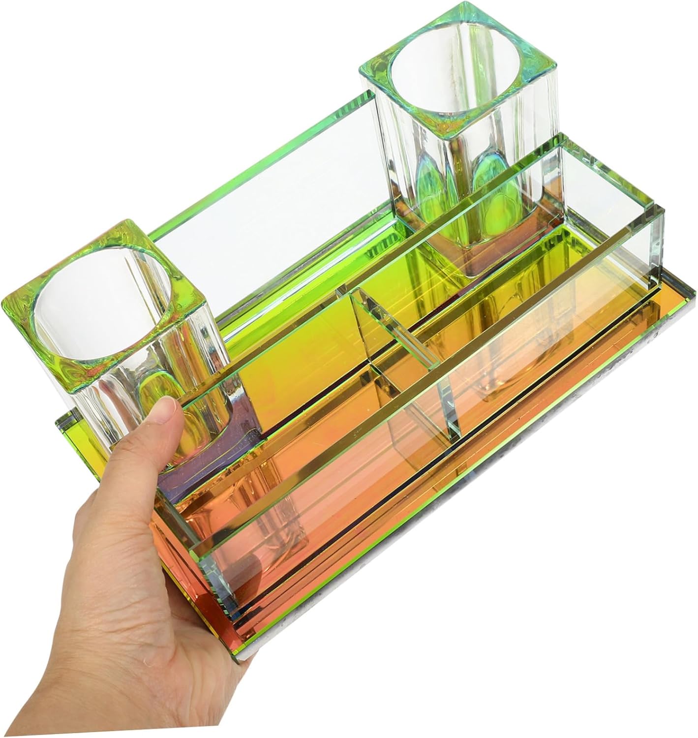 Crystal Microphone Stand Slot Desktop Holder for Mics Storage High Stability Organizes Two Microphones for Recording and Streaming