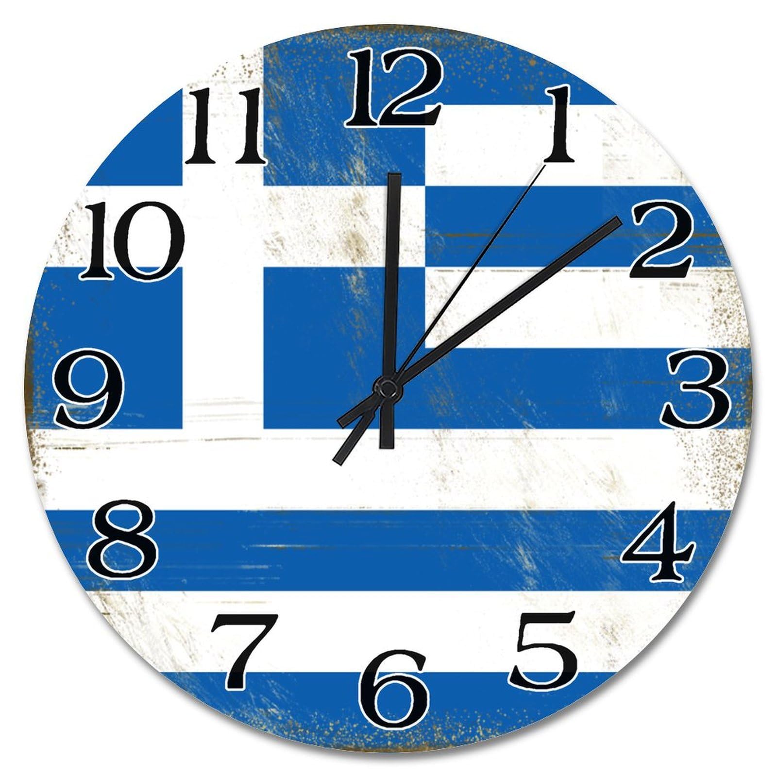 Horloge murale en bois Grèce de 25 cm à piles pour salon