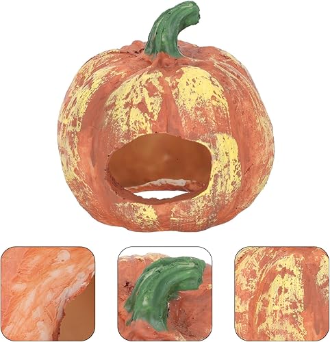 Miniatura 8 de Decoración de acuario de calabaza de resina, decoración de acuario de Halloween, forma de calabaza, cueva, pecera, seguro, agujero oculto, cosecha,