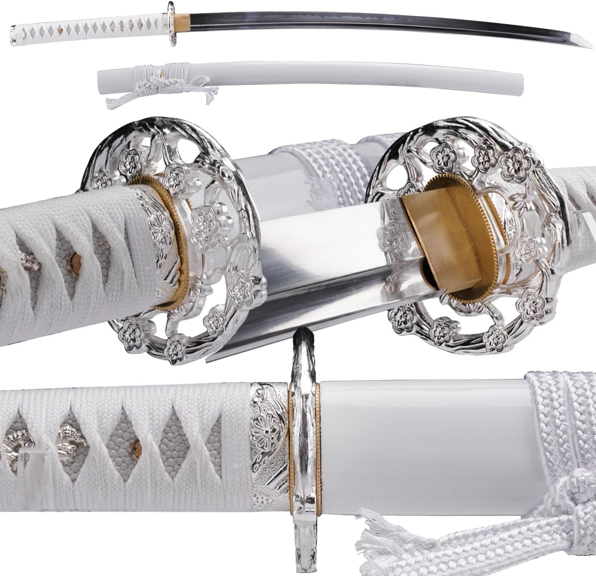 Japanese Samurai Katana Sword, 1060 High Carbon Steel Traditional Handmade, Blue Flame Full Tang, High-Performance/Razor-Sharp, Gifts for Men/Boys