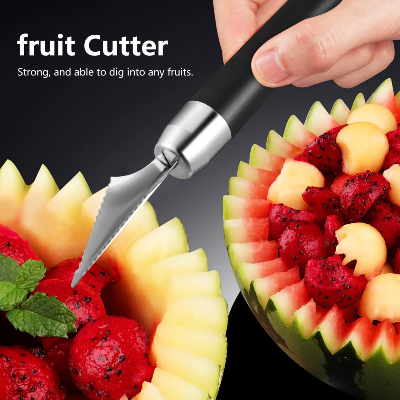 VILLCASE 2 Pcs V-Shaped Fruit Carving Knives, Stainless Steel Garnish Tools — Amazon image 3
