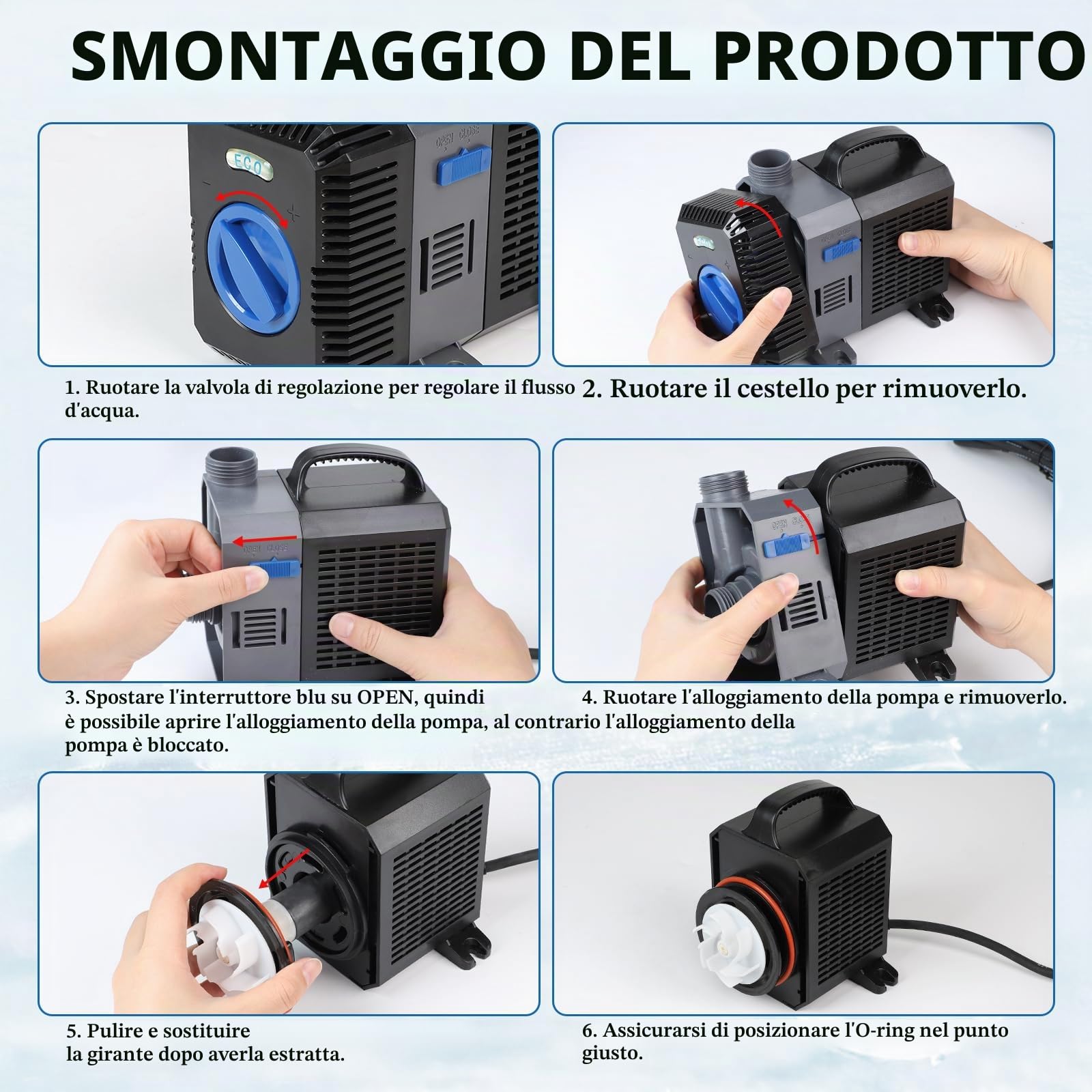 EXLECO Super Eco Pompa per Filtro a Laghetto 3000L/H 10W - Risparmio Energetico per Stagno o Acquario CTP-2800