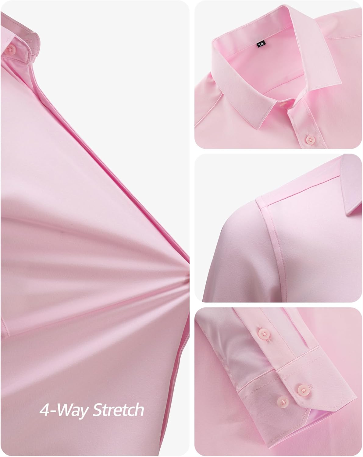 Boys Dress Shirt Wrinkle-Free Stretch Button Down Shirts Kids Long Sleeve Formal School Uniform Shirt - Image 5