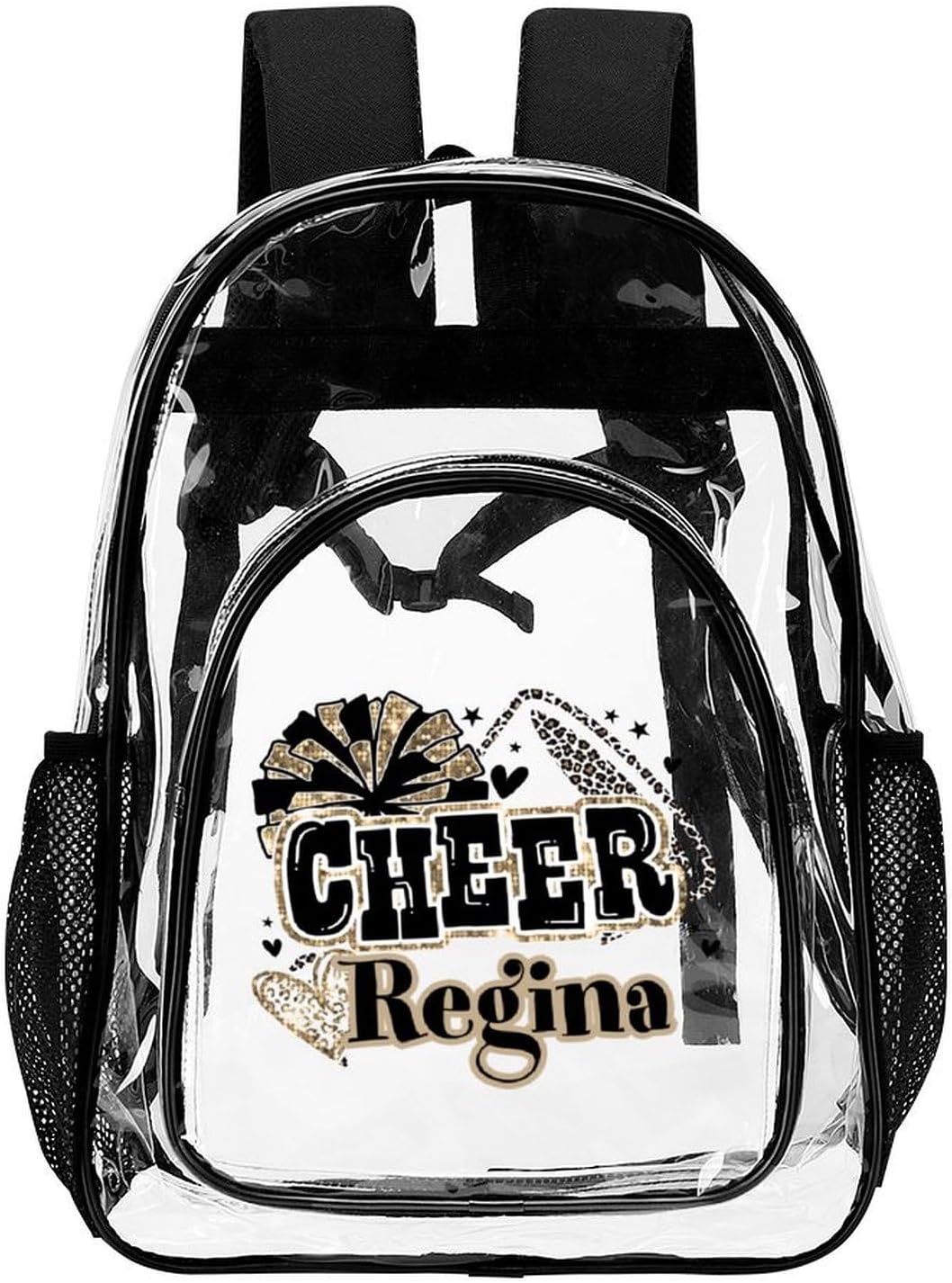 Cheer Cheerleader Clear Backpack PVC See Through Transparent Backpack Cheerleading Book Bag for Cheer Team Coaches Girls Gift (Gray)
