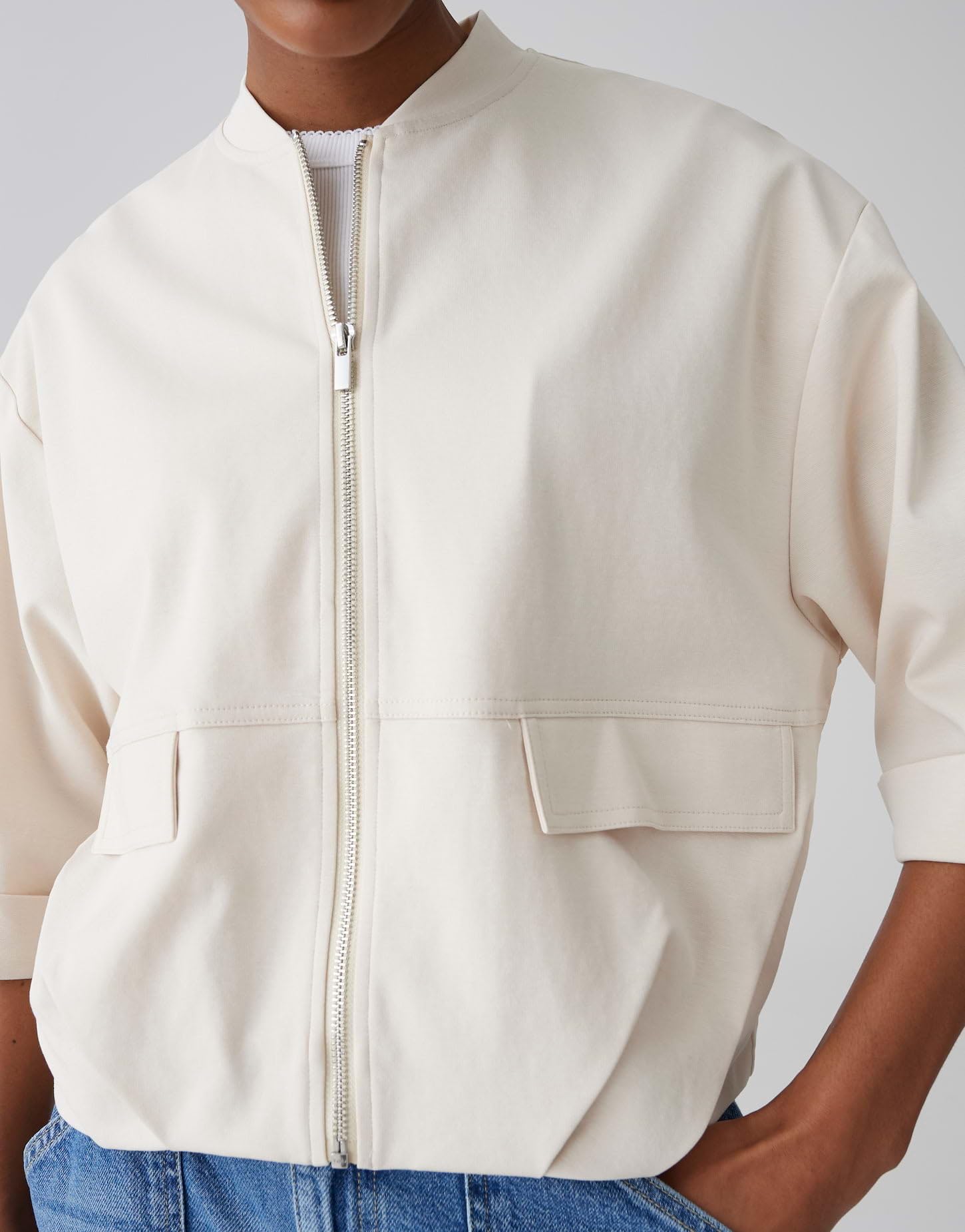 OPUS Damen Sweatshirt | Sweatjacke im Blouson Stil Loose Fit