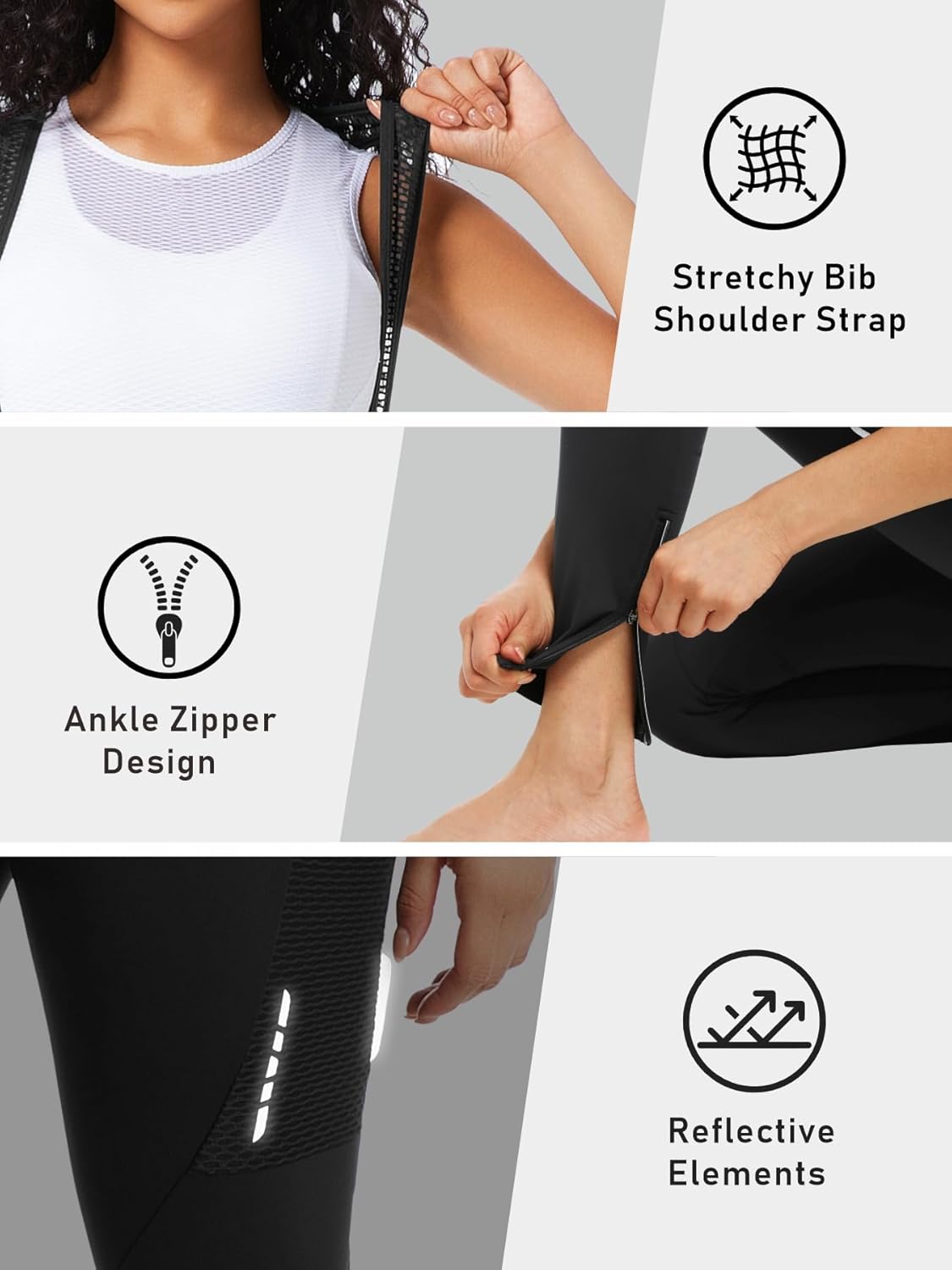 qualidyne Women's Thermal Fleece 4D Padded Cycling Bib Tights with Pockets, Ankle Zips, Full-Length for Cold Weather - Image 4