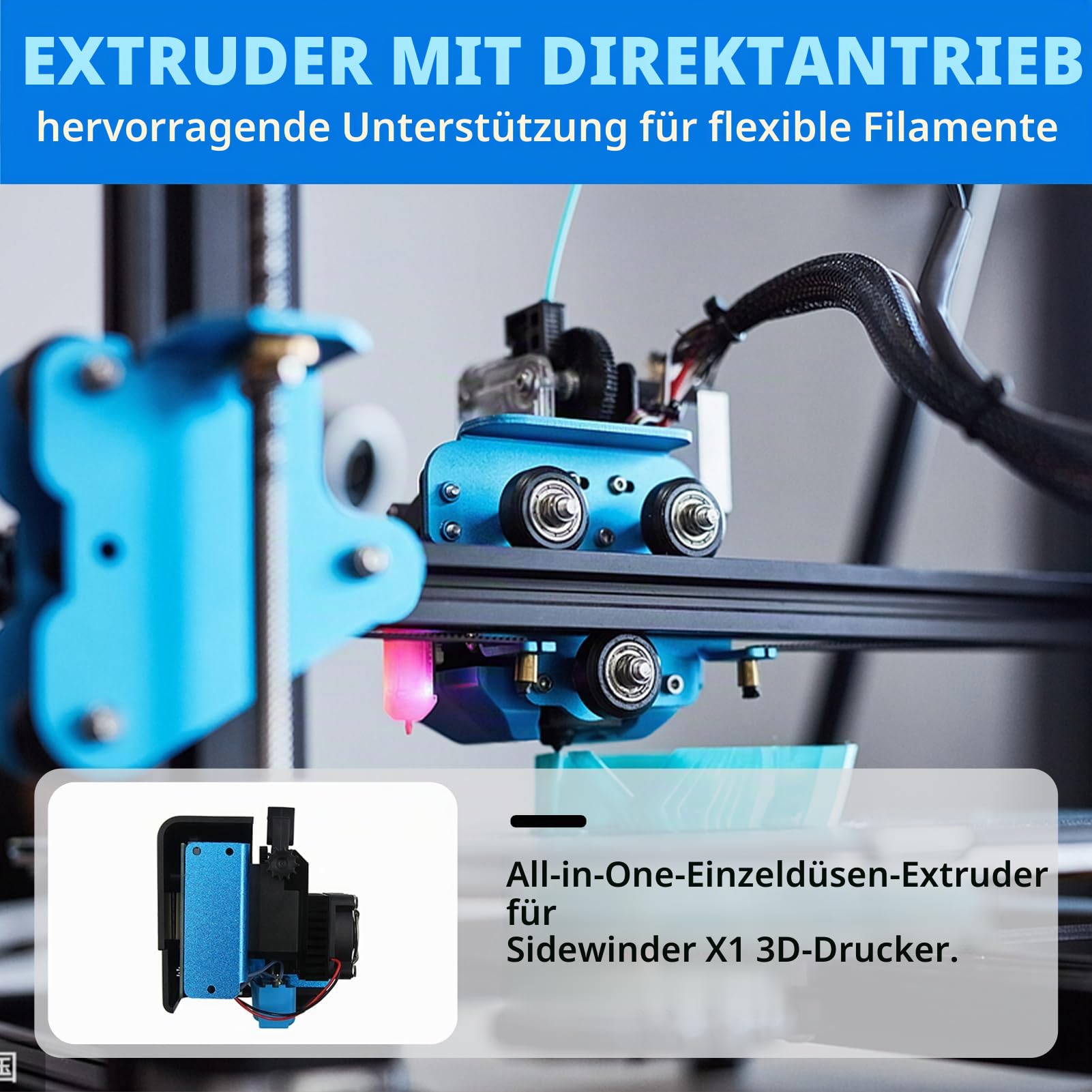Artillery Direktantriebsextruder, Einzeldüsenextruder für 1,75-mm-Filament, 3D-Drucker, Ersatzteil, kompatibel mit Sidewinder X1 3D-Drucker