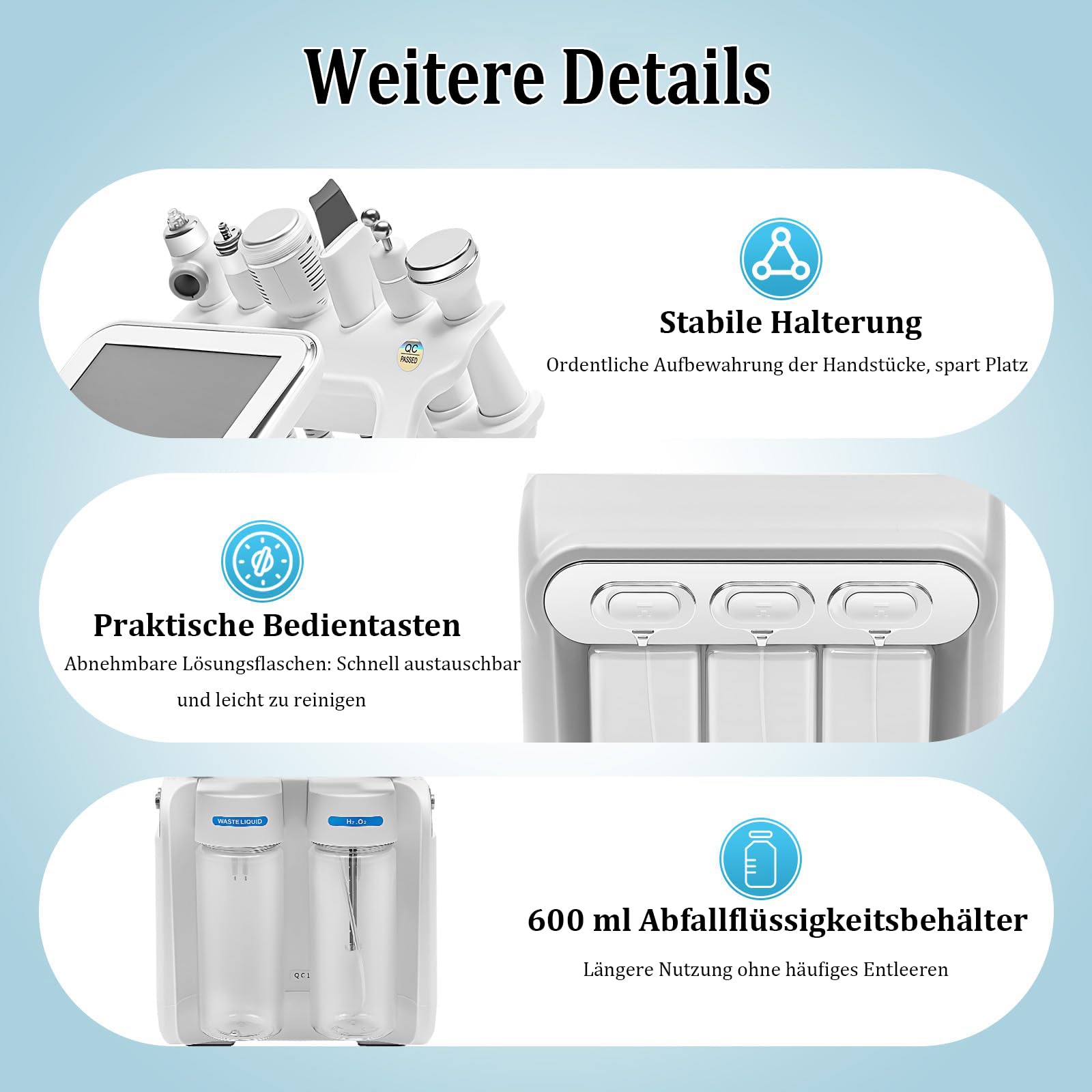 Hydrafacial Geraet Aquafacial 6 in 1 Microdermabrasion Porenreiniger Mitesserentferner Ultraschall Spray Kalthammer Wasserstoff Sauerstoff Hautpflegegeraet