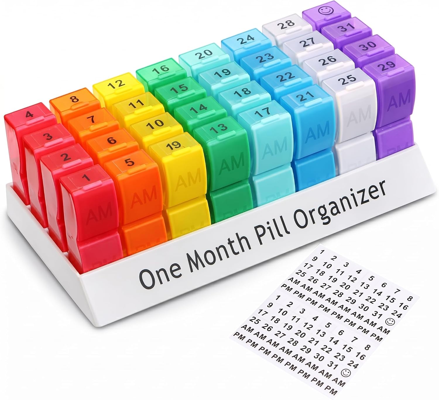 CAidRE Monthly Pill Organizer 2 Times a Day, 31 Day Compact Pill Case