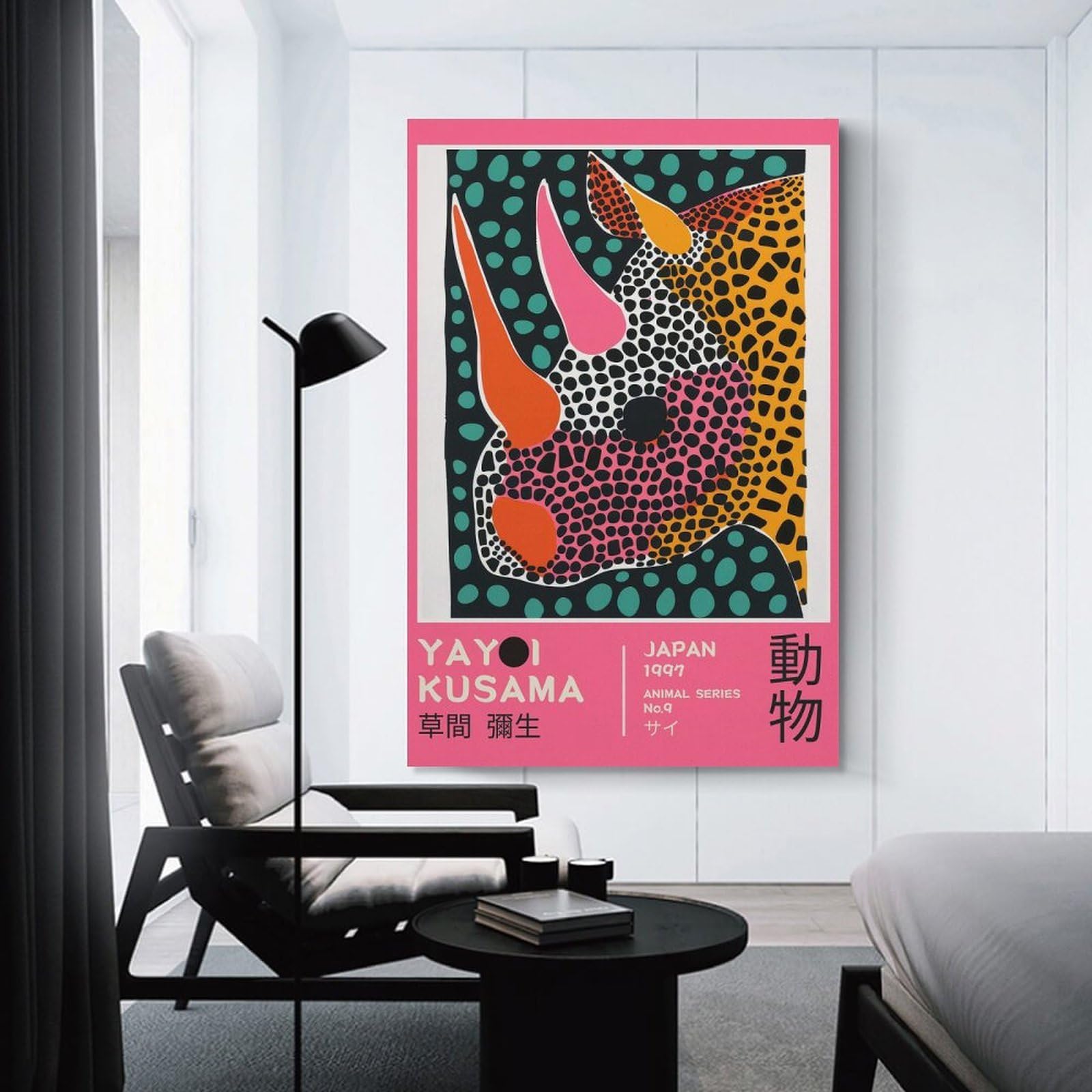 Junmoney Yayoi Kusama Rhino No.9 Exhibition Poster Canvas Wall Art 12x18inch(30x45cm), for Wall Displays, Bedrooms Or Room Updates, Ideal for Building A Coordinated Art Wall