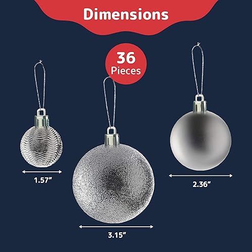 Miniatura 51 de PREXTEX - Adornos navideños inastillables de 36 piezas en azul medianoche: elegantes bolas de adorno navideño, juego ideal de adornos navideños Azul