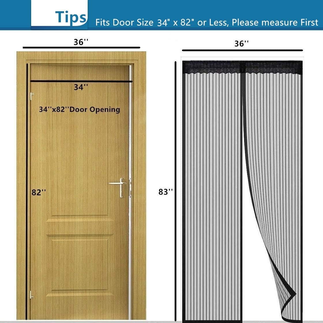 Holihifi Magnetic Screen Door - Magnets Mesh Door Fits Doors up to 34 x 82, Magnetic Closure, Full Frame Hook & Loop