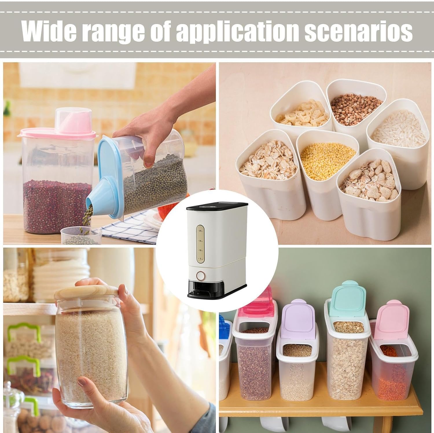 Rice Dispenser, Tight Seal Storage Food Preservation, Rice Holder Dispenser, for Household Family Friends Living Room Countertop Warehouse Closet Home Indoor Kitchen
