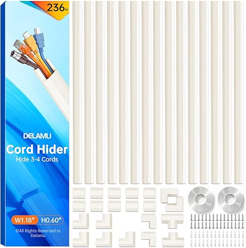 Miniatura 16 de Delamu Cubiertas de Cables para 3-4 Cables en la Pared, Ocultador de Cables de 254 pulgadas, Ocultador de Cables, Ocultador de Alambre Grande,