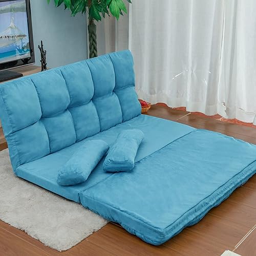 Miniatura 3 de P PURLOVE Sofá cama ajustable con 2 almohadas, sofá plegable y perezoso con 5 posiciones reclinables, futón para leer o jugar en el dormitorio, sala