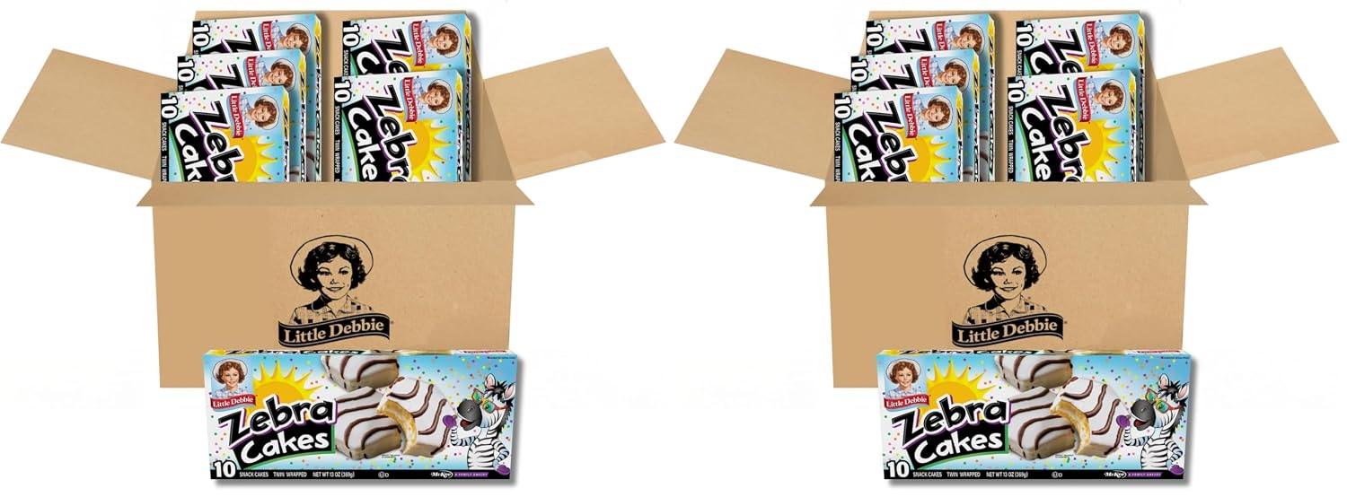 Little Debbie Zebra Cakes, 60 Twin-Wrapped Cakes (6 Boxes) (Pack of 2)