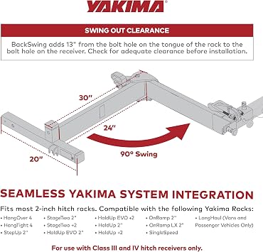 YAKIMA, BackSwing, Swing-Away Bike Rack Adapter, Works With Most 2-Inch Hitch Products
