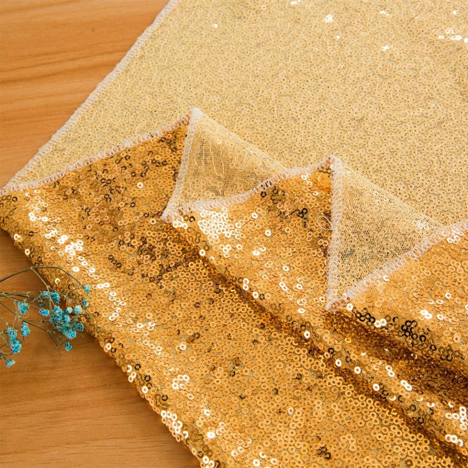 Nappe à paillettes dorée pour décoration de table de mariage chic - 7