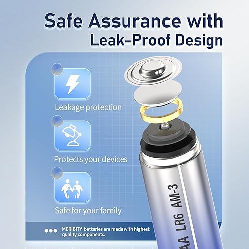 Miniatura 3 de Paquete de 12 pilas AA LR6 de doble A de 1.5 V, pilas alcalinas LR6, paquete de 12 pilas AA con diseño a prueba de fugas, vida útil de 10 años