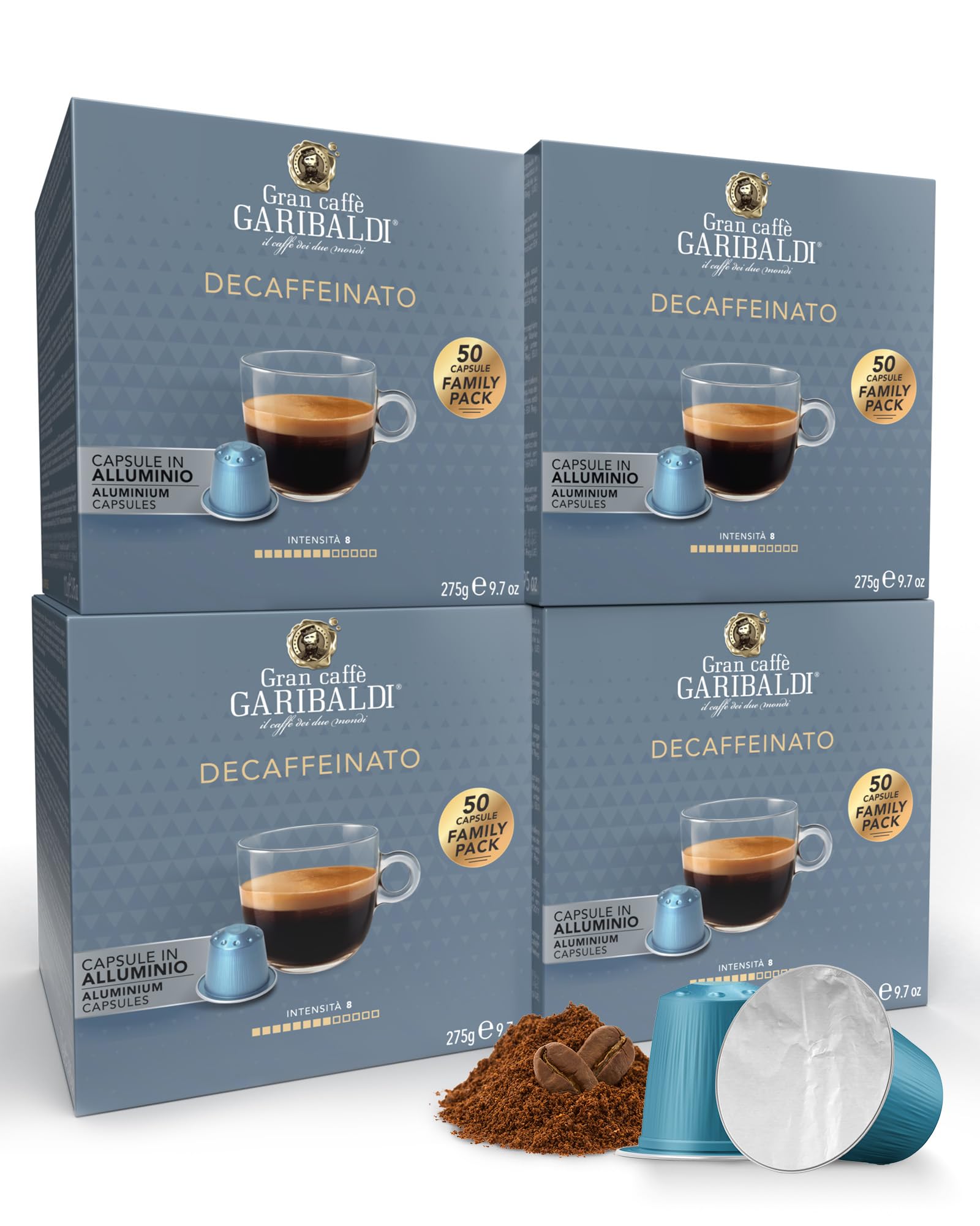 Gran Caffè Garibaldi Decaffeinated Espresso Pods, Italian Roasted Coffee, Decaf Capsules Compatible with Nespresso Original Line Machines, Nitrogen