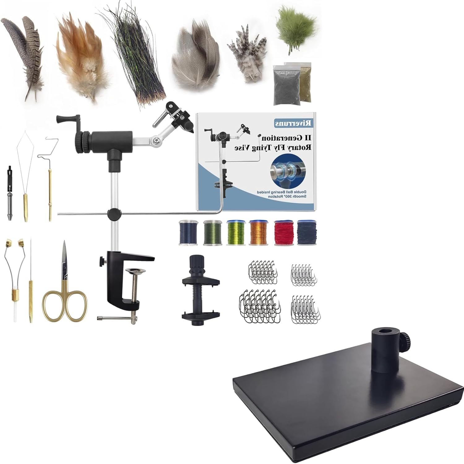 Aventik MicroGrip II Generation Rotary Fly Tying Vise – Complete Vise, Tools & Materials for Professional-Quality Flies (MicroGrip Pro Kit)