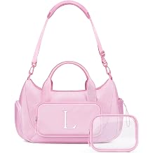 YOOLIFE Birthday Gifts for Girls Teen Girls Initail Dance Duffle Bag Pink L | Initail Overnight Duffle Dance Bag Weekender Travel Gym Bags for Girls, Gift for 8 9 10 11 12 13 14 Year Old Kids Teen Girls