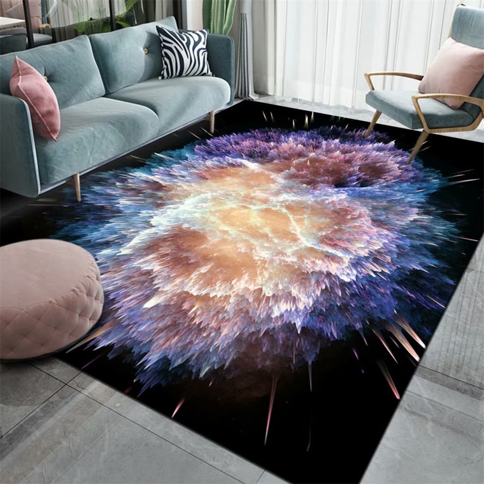 Tapis de sol pour bébé pour créer un coin éveil violet abstrait dans le salon