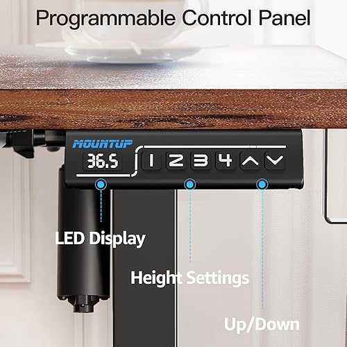 Miniatura 6 de MOUNTUP Escritorio eléctrico de pie ajustable en altura de 55 x 28 pulgadas, escritorio de pie con controlador de memoria, escritorio ergonómico de
