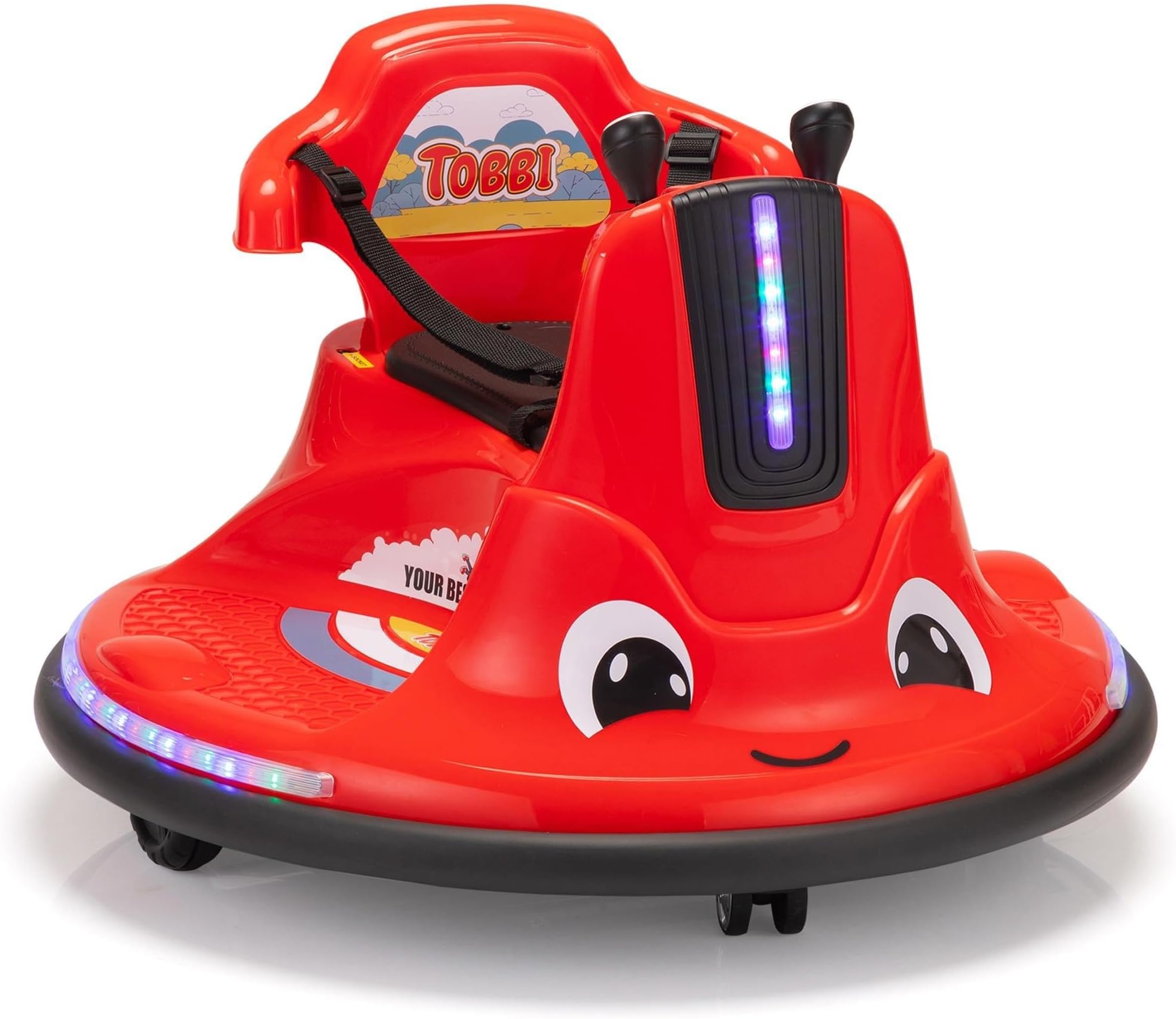TOBBI 12V Battery Powered Kids Electric Bumper Car Control-Red
