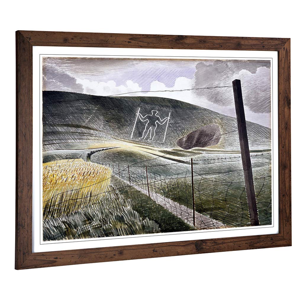 Big Box Art Framed Print of Eric Ravilious Wilmington Giant Design | Wall Art Picture | Home Decor for Kitchen, Living Room, Bedroom, Hallway, Walnut, A2 / 24.5x18 Inch / 62x45cm