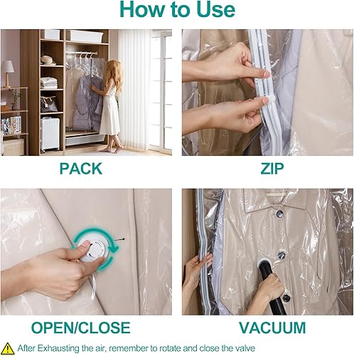 Miniatura 6 de CLEVHOM Juego de 6 bolsas de almacenamiento al vacío para ahorrar espacio (tamaño largo de 342.9 x 177.8 pulgadas), liberan un 80% de espacio para