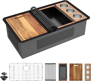 Undermount Matte Black Workstation Kitchen Sink