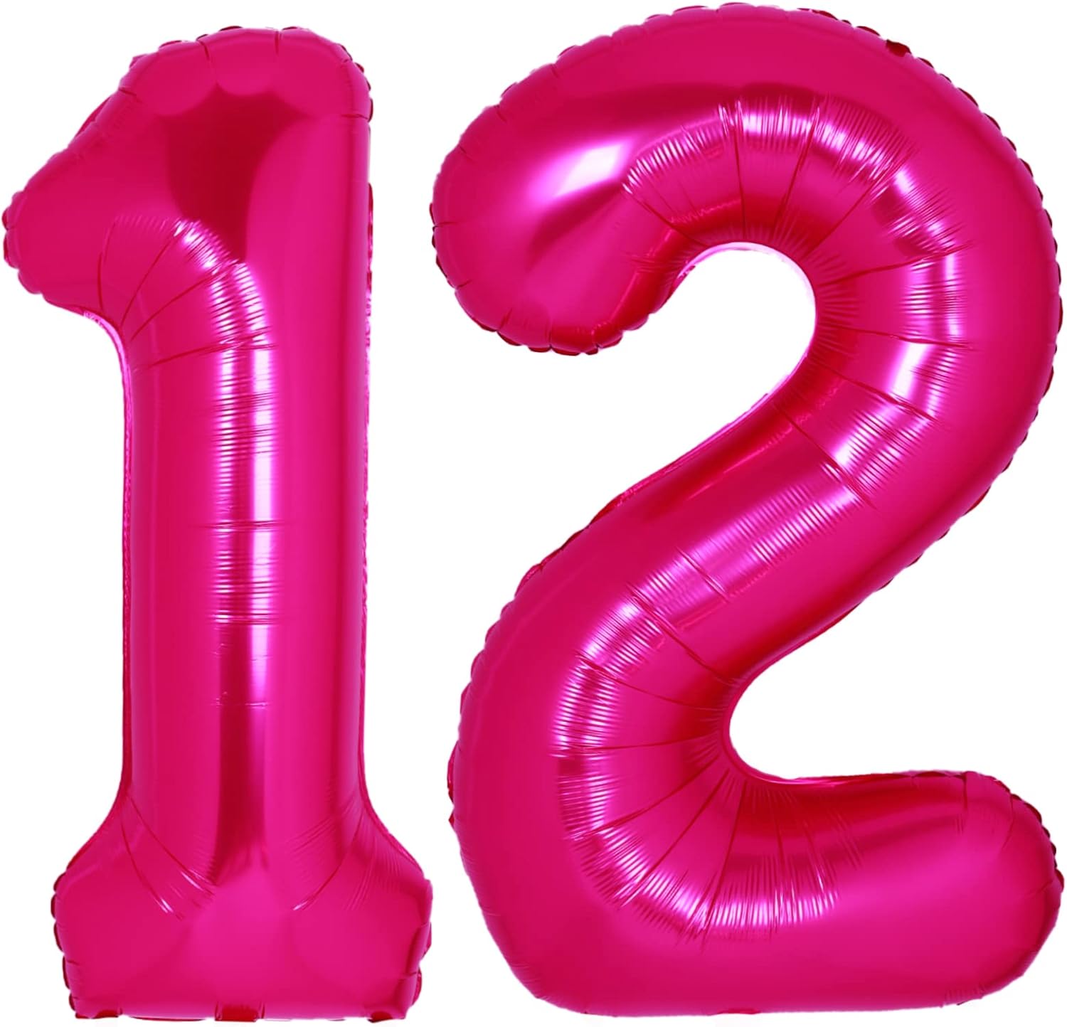 40 Inch Giant Hot Pink Number 12 Balloon, Helium Mylar Foil