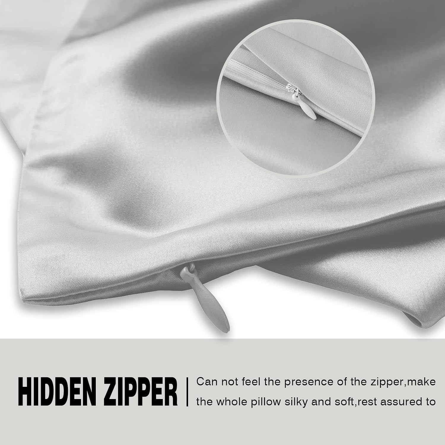 Mulberry Silk Pillowcase for Hair and Skin Standard Size 20"X 26" Pillow Case with Hidden Zipper Soft Breathable Smooth Cooling Silk Pillow Covers for Sleeping (Silver Grey,Standard,1Pcs) thumbnail