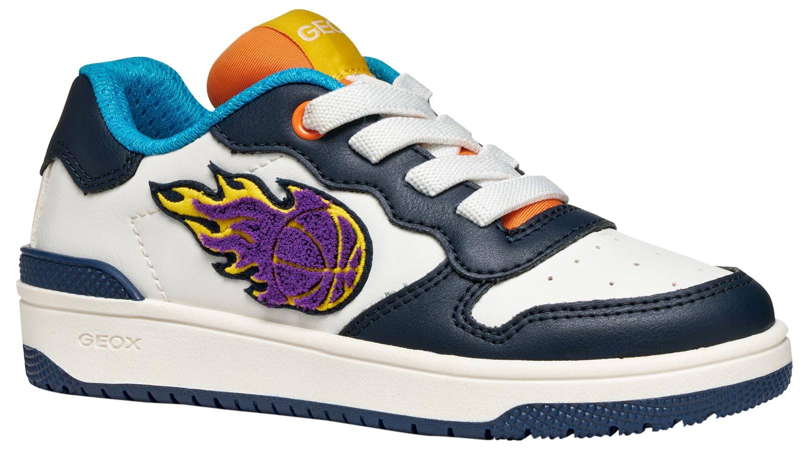 Geox J WASHIBA BOY Sneaker, White/Navy, 1 UK